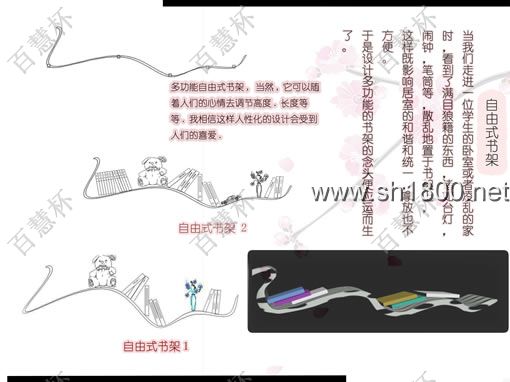 “百慧杯”中国红木家具设计大赛0800号作品《多功能学生书架‘心情’》