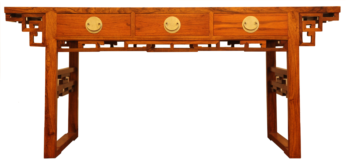 艺尊轩红木   书桌（2010型直角） 专利号： ZL 2012    3    0126851.2